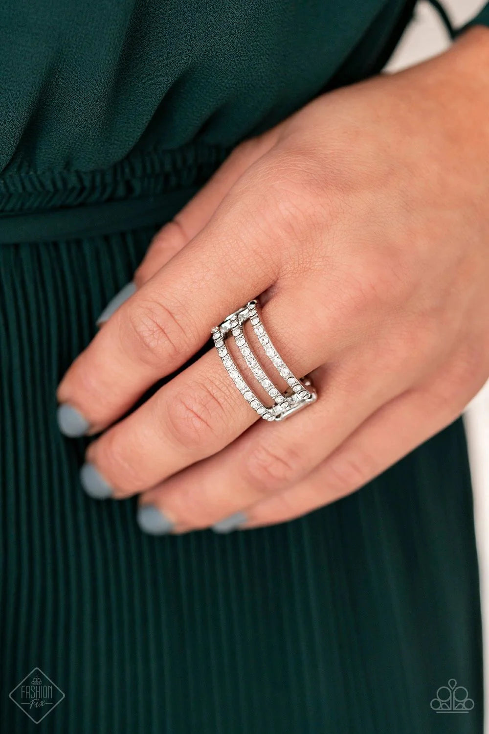 Seeking Shimmer - White Encrusted Stacked Ring R#1171