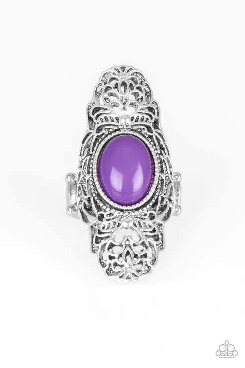 Flair for the Dramatic - Oversized Purple Swirl Airy Heart Filigree Ring R#1765