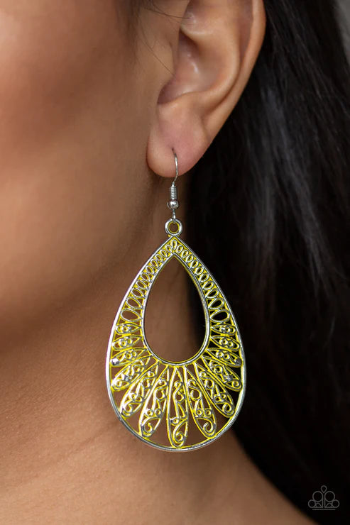 Flamingo Flamenco - Oversized Yellow (Sunny) Petal Teardrop Earrings E#2111