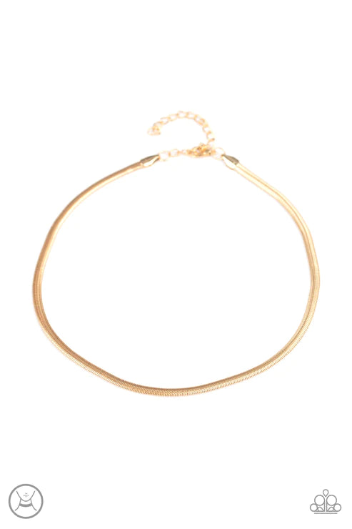 Flat Out Fierce - Gold Flat Snake Chain Bold Industrial Snake Necklace N#2492