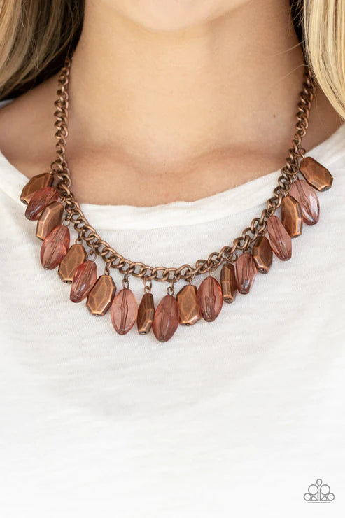 Fringe Fabulous - Copper Cloudy Faceted Imperfect Fringe Necklace N#1953