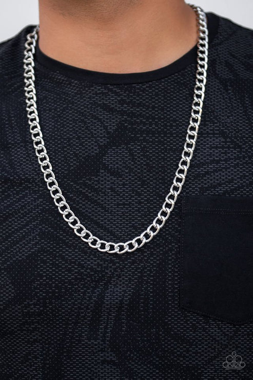 Full Court - Oversized Silver High-Sheen Chain Link Urban Necklace N#2102