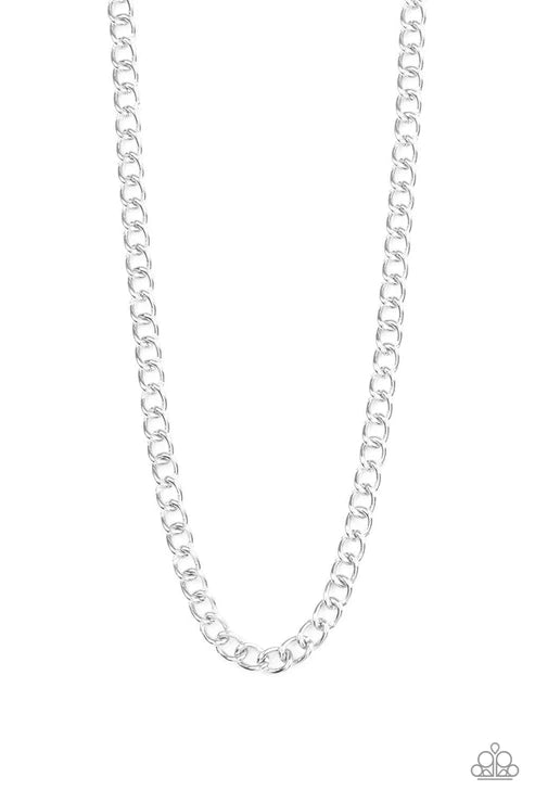 Full Court - Oversized Silver High-Sheen Chain Link Urban Necklace N#2102
