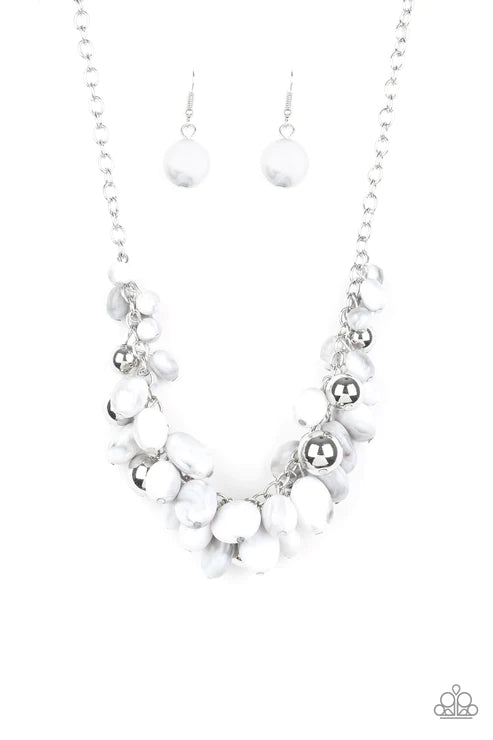 Full Out Fringe - White Ombre Marble Necklace N#2567