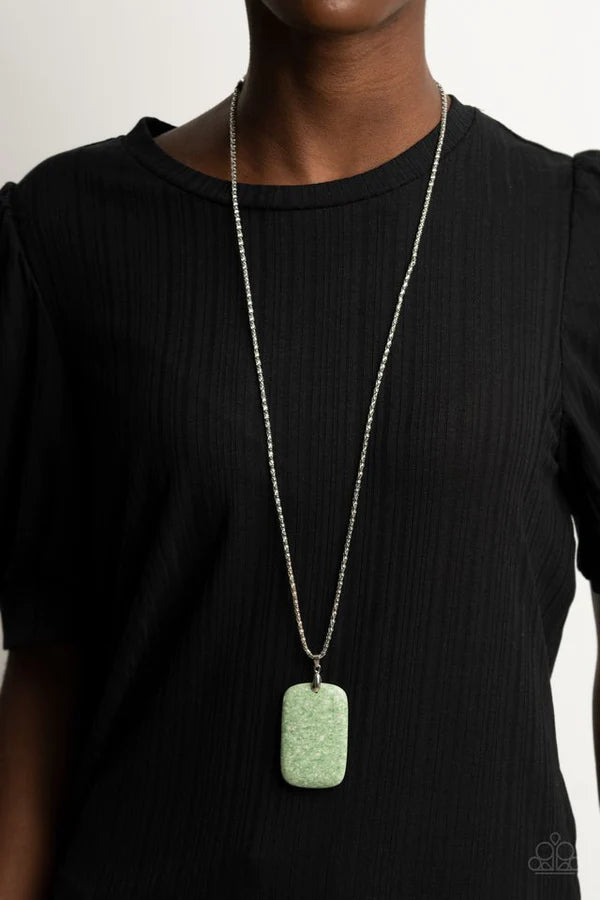 Fundamentally Funky - Oversized Minty Green Faux Marble Stone Popcorn Chain Necklace N#006