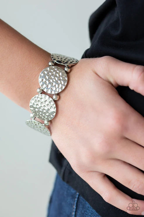 GLISTEN and Learn - Oversized Silver Infused Hammered Bracelet B#1981