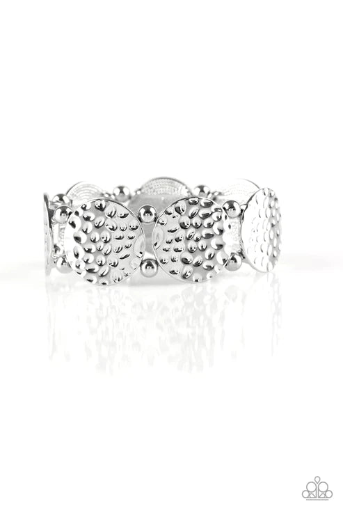 GLISTEN and Learn - Oversized Silver Infused Hammered Bracelet B#1981