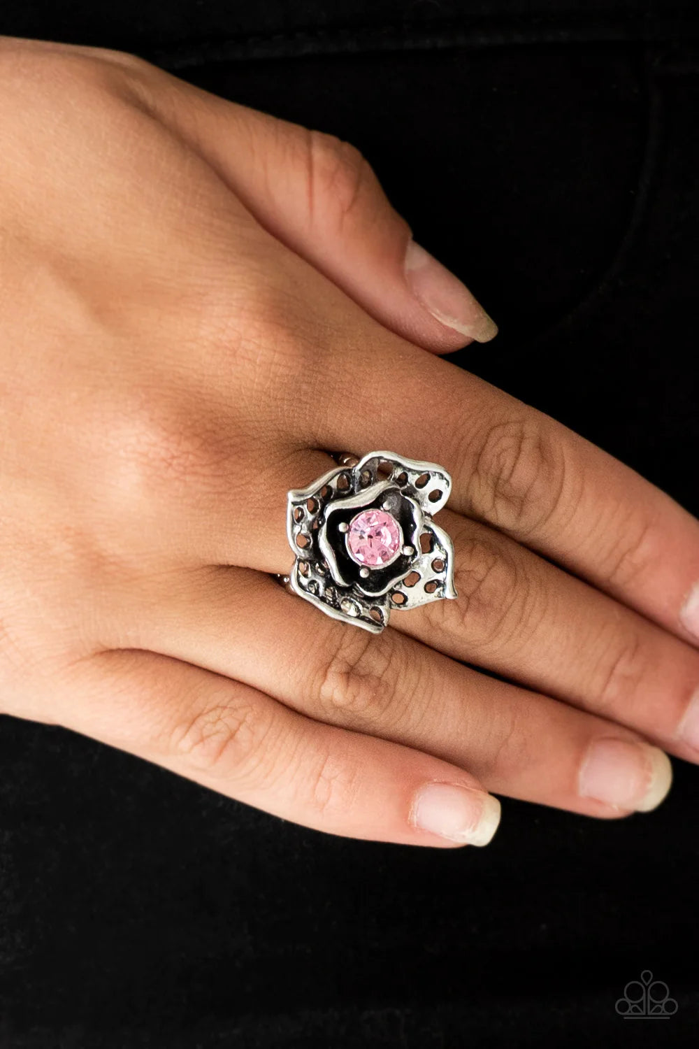 Glowing Gardens - Pink Airy 3D Flower Petal Cut-Out Ring R#522