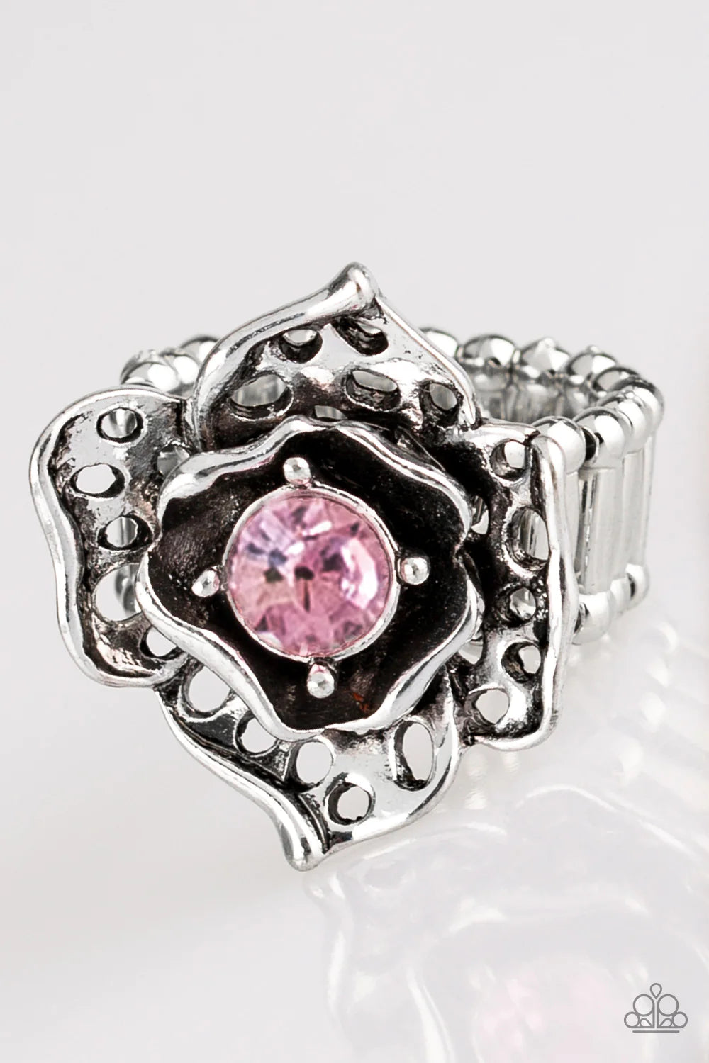 Glowing Gardens - Pink Airy 3D Flower Petal Cut-Out Ring R#522