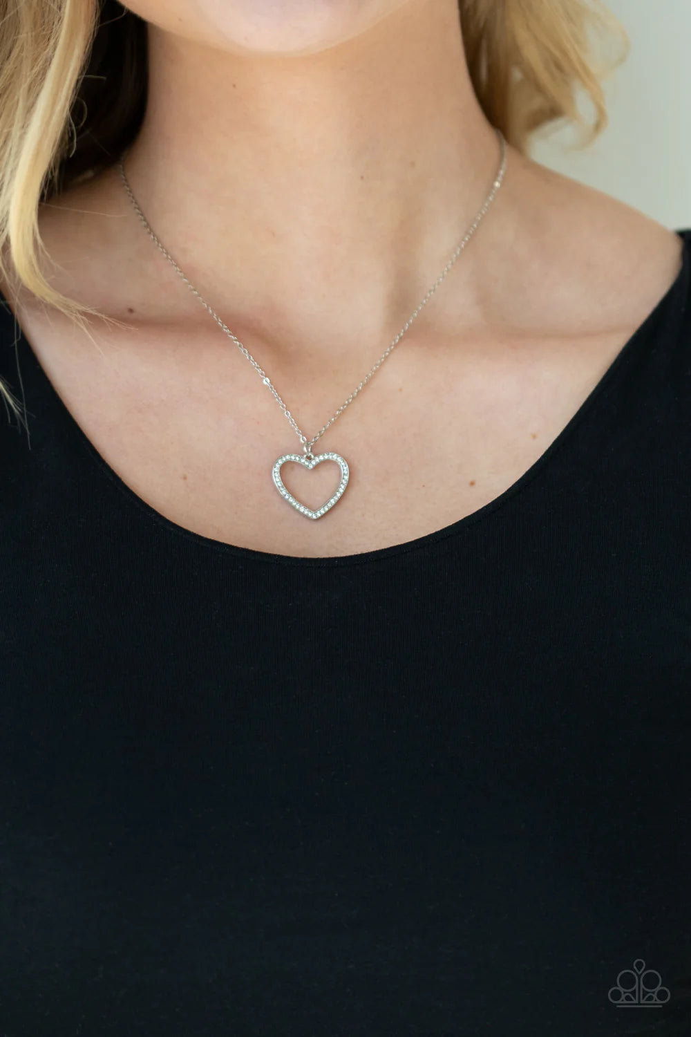 GLOW by Heart - White Airy 3D Heart Encrusted Necklace N#718