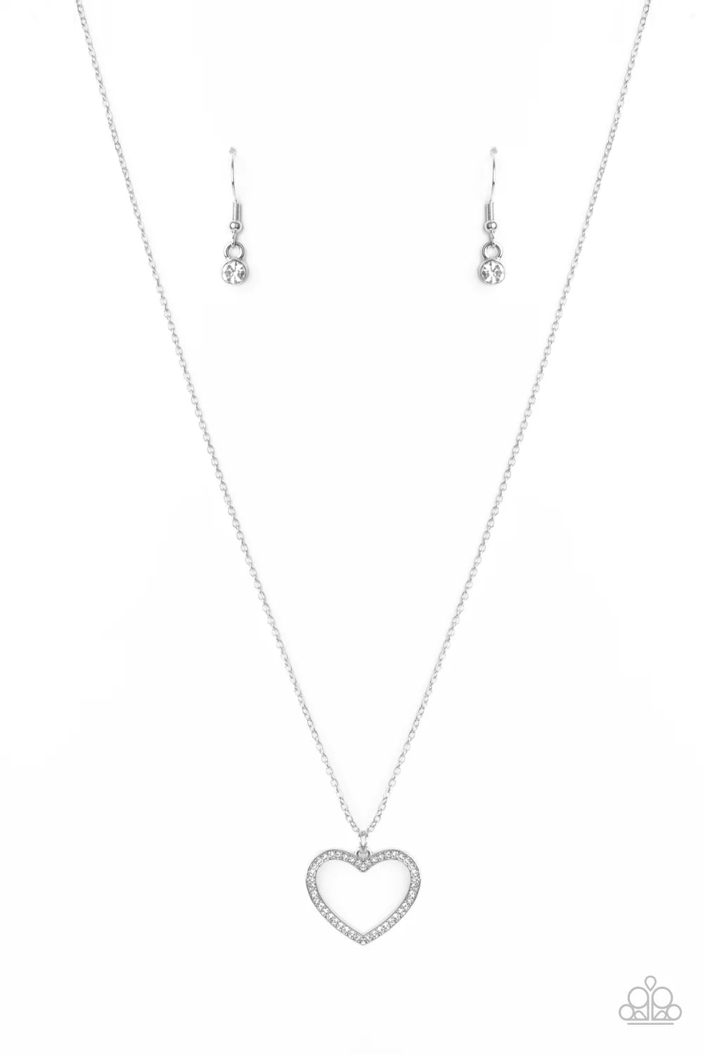 GLOW by Heart - White Airy 3D Heart Encrusted Necklace N#718