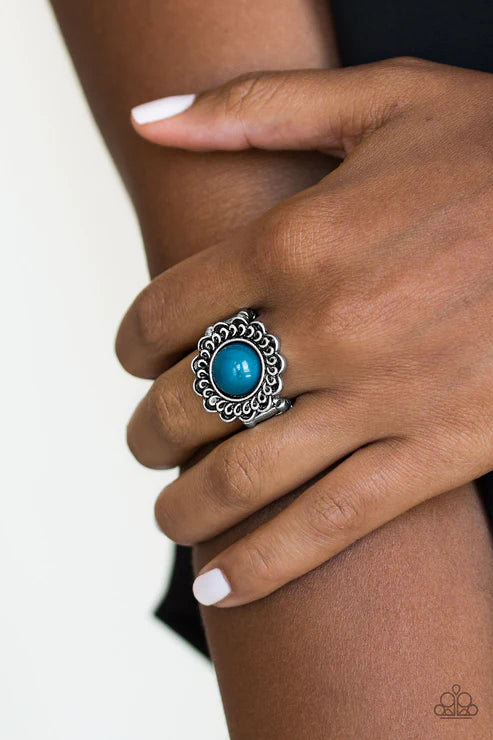 Garden Stroll - Blue Swirl Floral Ring R#1967