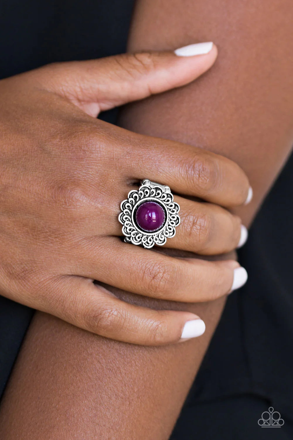 Garden Stroll - Purple Swirl Floral Ring R#1513