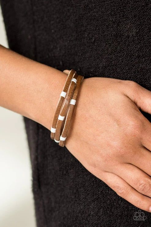 Get Lost In Nature - White Leather Bracelet B#1662