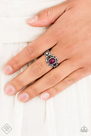 Definitely DOT! - Plum Purple Dotted Studded Textured Ring R#928