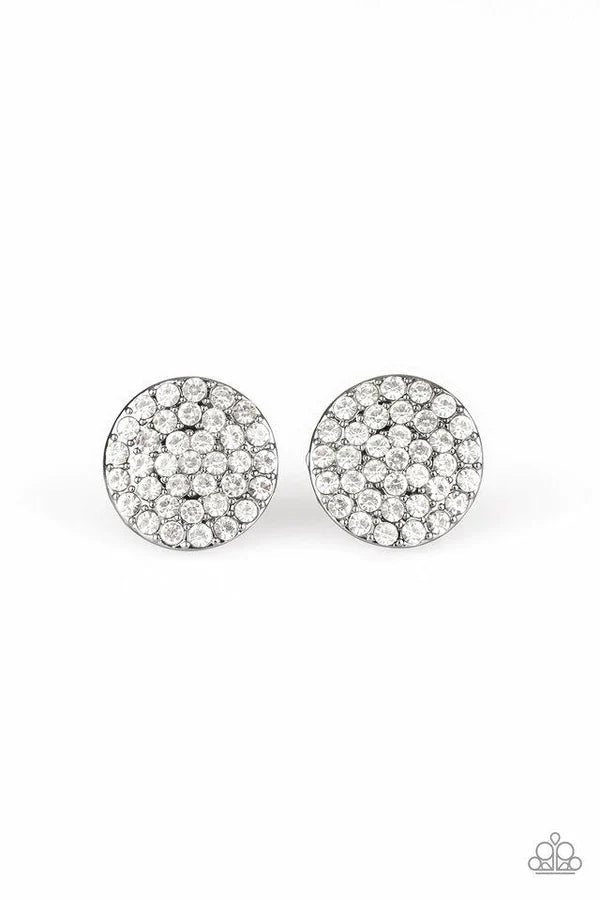 Greatest Of All Time - Oversized Black (Gunmetal) Beveled Encrusted Earrings E#1461