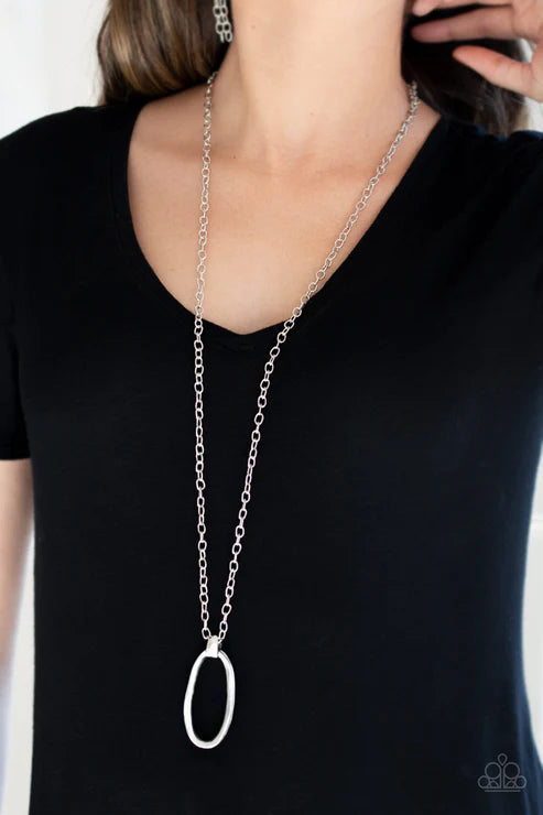 Grit Girl - Oversized Silver Hammered Gritty Antiqued Asymmetrical Ring Industrial Necklace N#2155