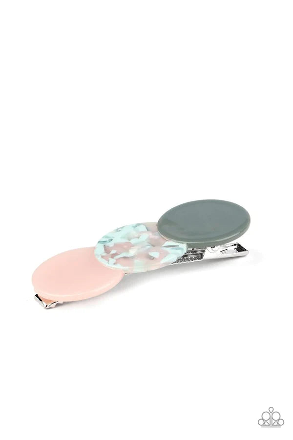 HAIR Comes The Sun - Oversized Bubbly Pink (Pink/Blue/Pink Tortoise/Gray) Overlap Trio Shell Circle Hair Clip HH#480
