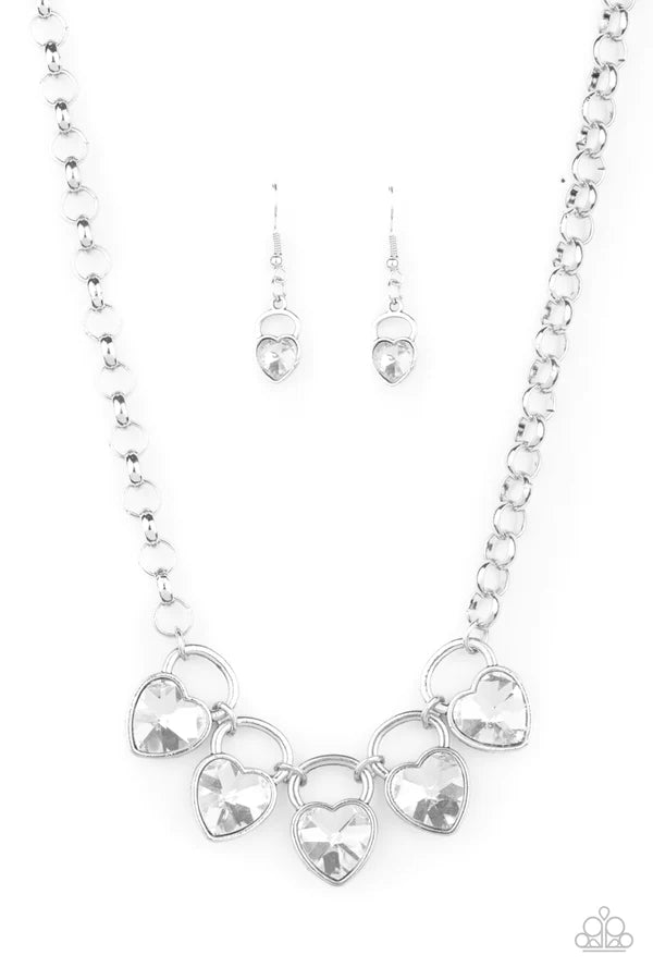 HEART on Your Heels - White Exaggerated 3D Heart Locket Chain Necklace N#010