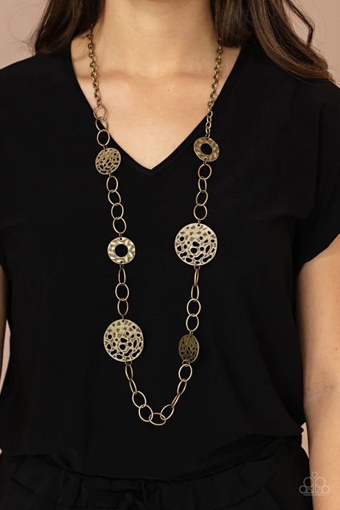 HOLEY Relic - Oversized Brass Hammered Holey Hoop/Disc Necklace N#1640