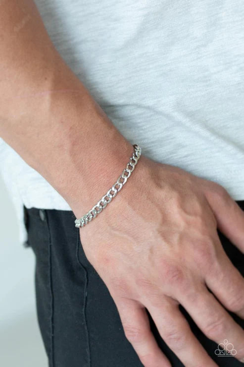 2-Piece Oversized Silver Beveled Cable Chain Urban Set SET#2110