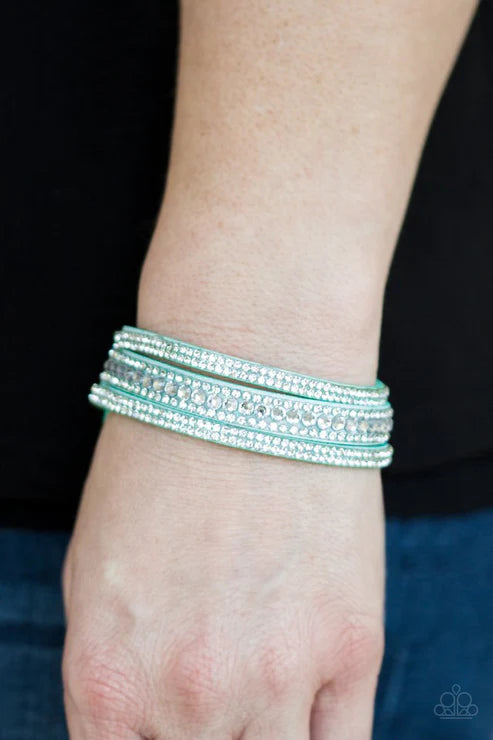 Harlem Hustle - Blue Spliced Encrusted Suede Bracelet B#2147