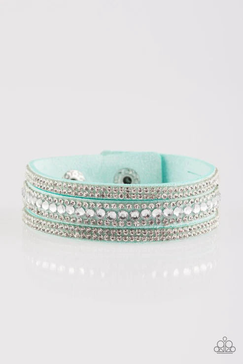 Harlem Hustle - Blue Spliced Encrusted Suede Bracelet B#2147