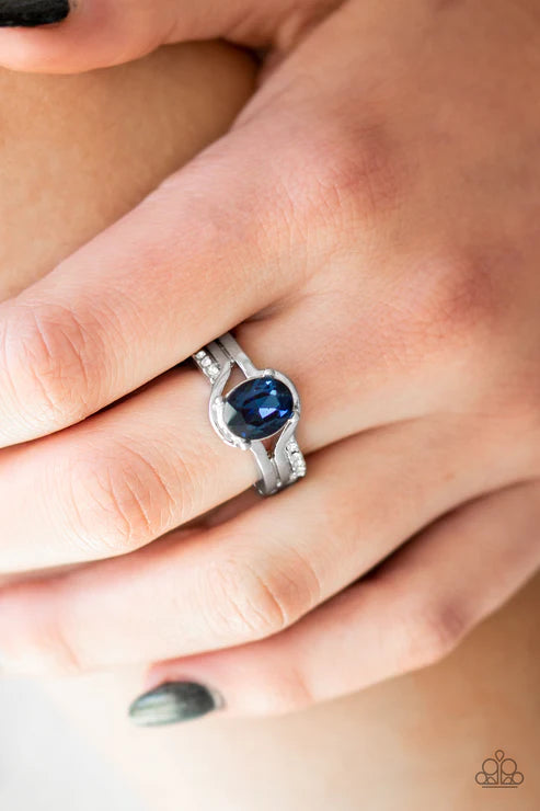 Home Is Where The CASTLE Is - French Blue Encrusted Regal Ring R#1518