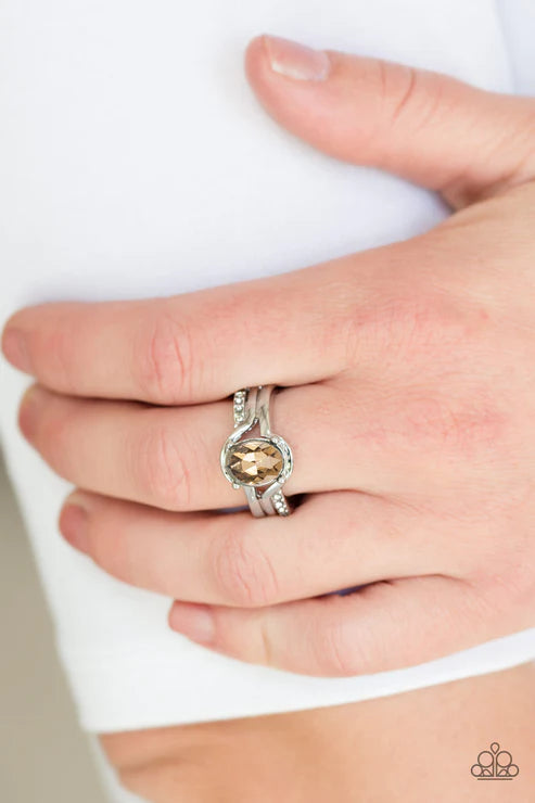 Home Is Where The CASTLE Is - Golden Brown Encrusted Regal Ring R#1520