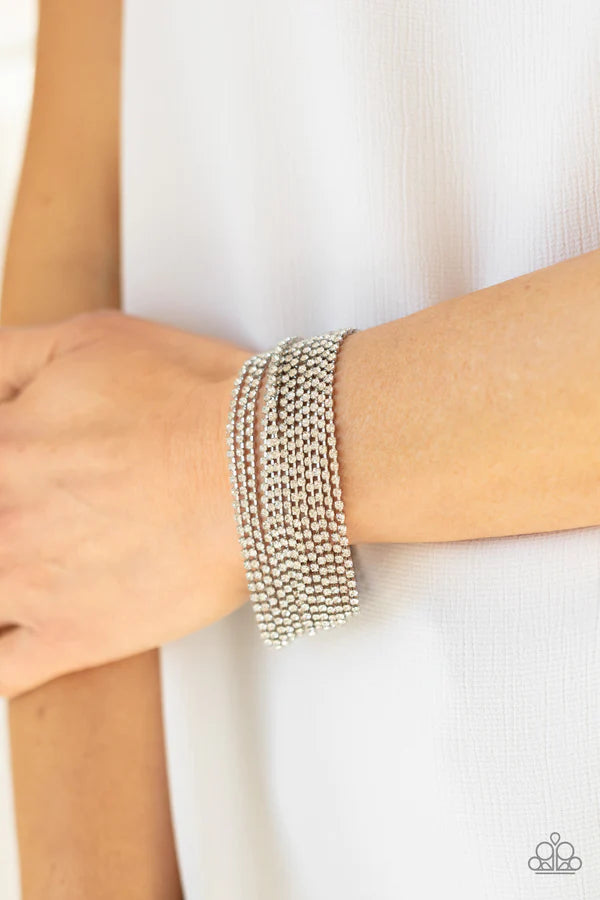 I Woke Up Like This - Oversized White Encrusted Bracelet B#1378