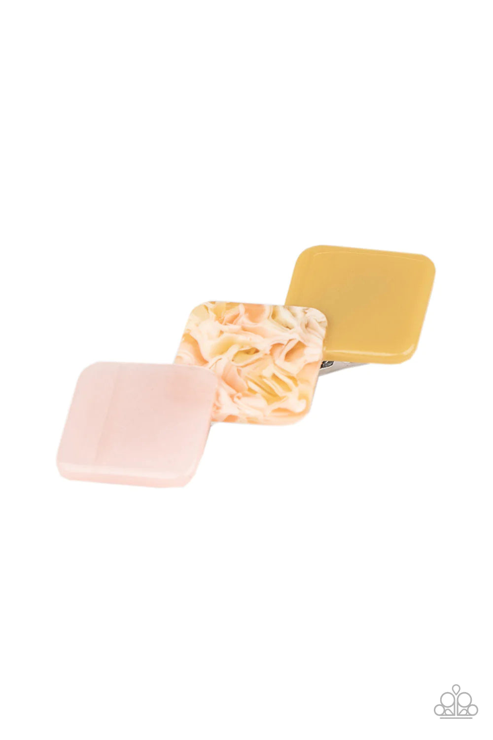 I'll Take it From HAIR - Oversized Multi (Pink/Multicolored/Yellow) Overlap Bubble Square Shell Hair Clip H#930
