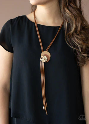 2-Piece Oversized Brown/Gold Trio Discs Overlap "Fuzzy" Wild Cheetah Leather Cord Set SET#1585