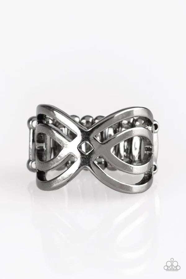 Infinite Fashion - Black Ripple Infinity Ring R#1056