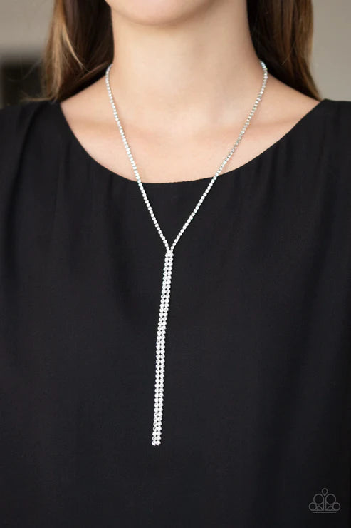 Inner STARLIGHT - White Connected Strand Encrusted Draped Necklace N#2591