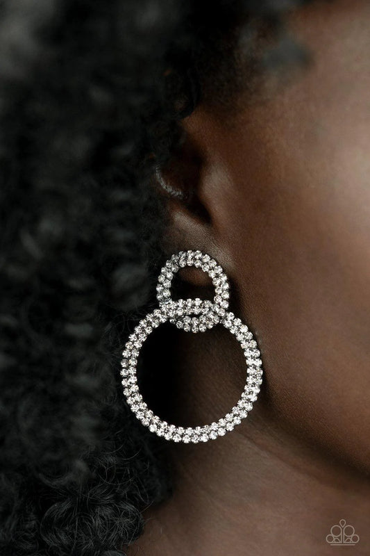 Intensely Icy - Oversized Black/Gunmetal Duo Interconnected Encircle Hoop Earrings E#297