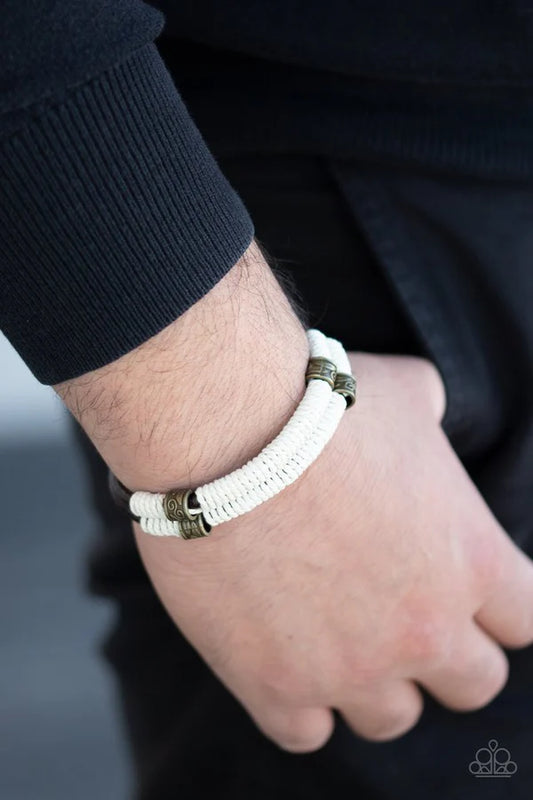 Island Renegade - Brown/Brass Infused Decorative Twine Knotted Cord Sliding Knot Closure Urban Bracelet B#1296
