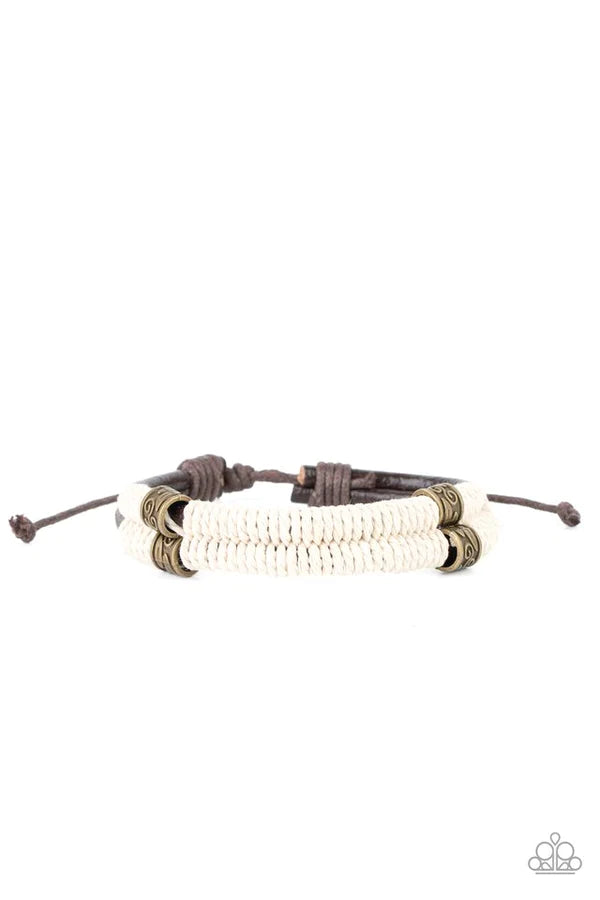 Island Renegade - Brown/Brass Infused Decorative Twine Knotted Cord Sliding Knot Closure Urban Bracelet B#1296