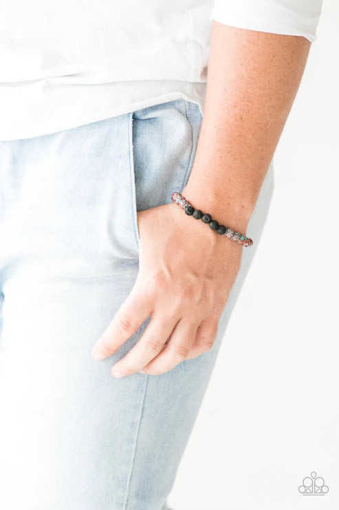 Joy - Red Speckled Infused Accent Lava Rock Urban Bracelet B#1752