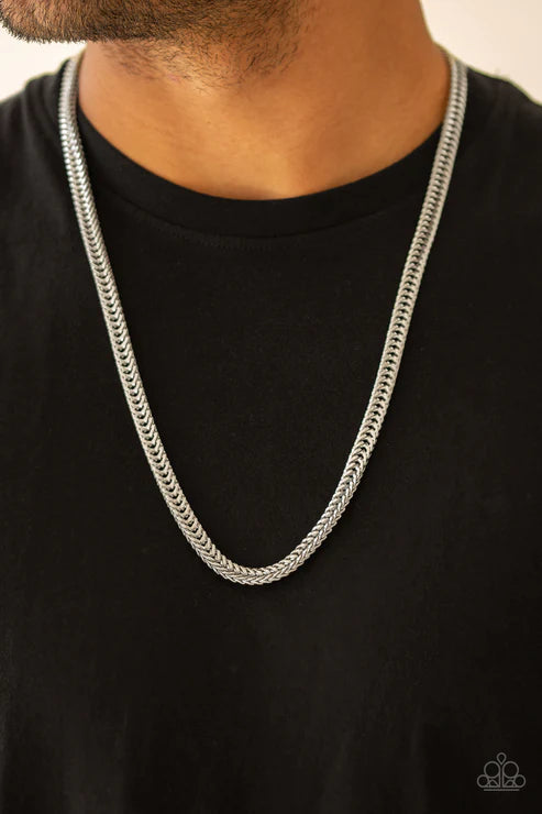 2-Piece Oversized Silver High-Sheen Flat Franco Chain Link Urban Set Set#1617