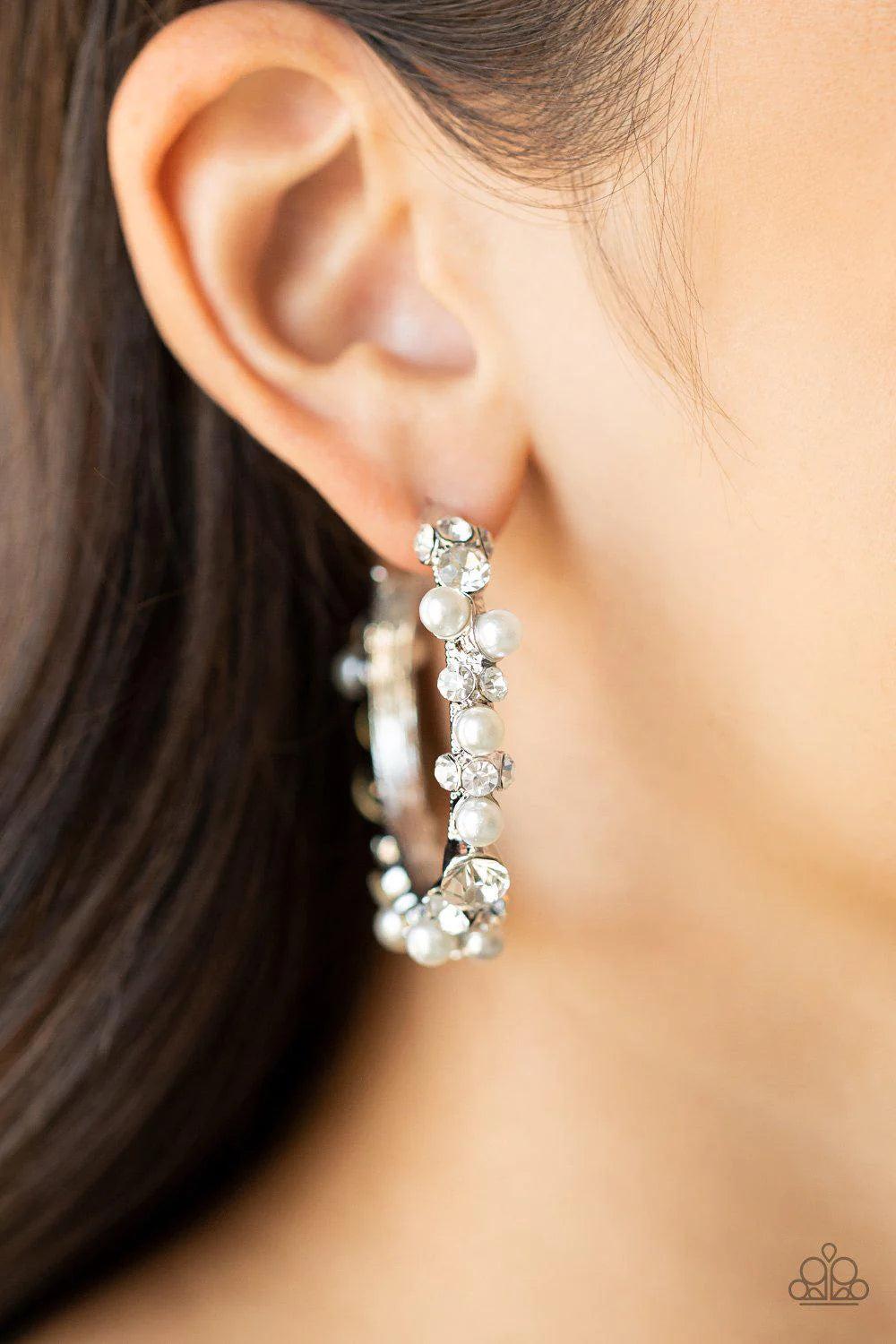 Let There Be SOCIALITE - Oversized Bubbly White Pearl Hoop Earrings E#052