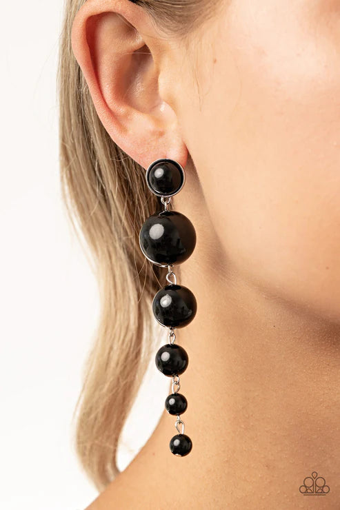 Living a WEALTHY Lifestyle - Oversized Bubbly Black Linked Trickle Lure Earrings E#2402