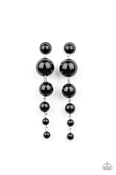 Living a WEALTHY Lifestyle - Oversized Bubbly Black Linked Trickle Lure Earrings E#2402