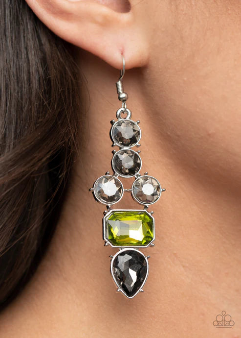 Look At Me GLOW! - Green Smoky Emerald/Round/Teardrop Earrings E#2212