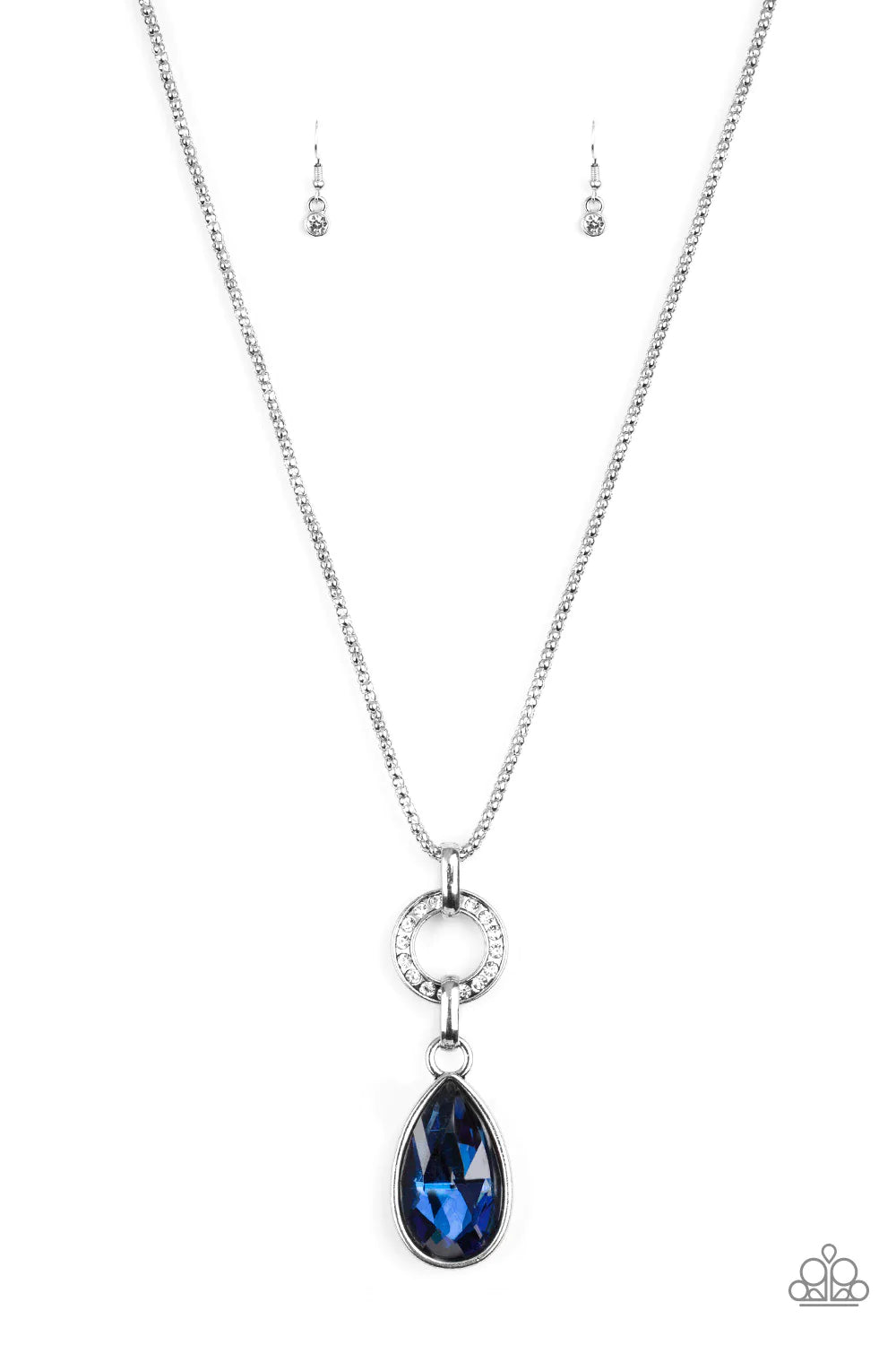Lookin Like A Million - Oversized Blue Encrusted Teardrop Popcorn Chain Necklace N#1887