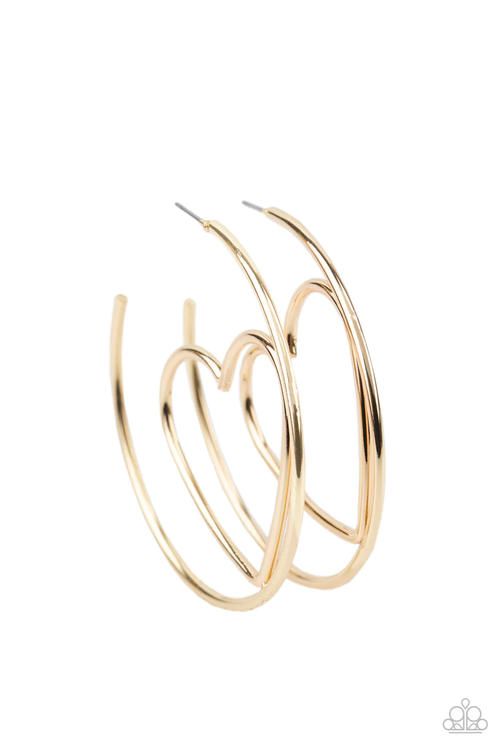 Love At First BRIGHT - Oversized Gold Airy 3D Heart Wire Bend Hoop Earrings E#1428