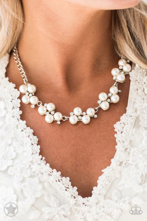 Love Story - White Pearl Dusted Encrusted Clusters Necklace N#2068