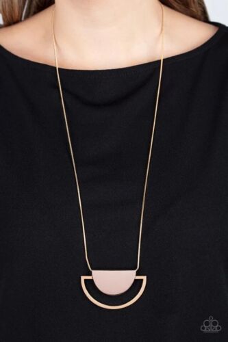 Lunar Phases - Oversized Copper/Silver Mixed Metal Overlap Half-Moon Lunar Snake Chain Necklace N#222