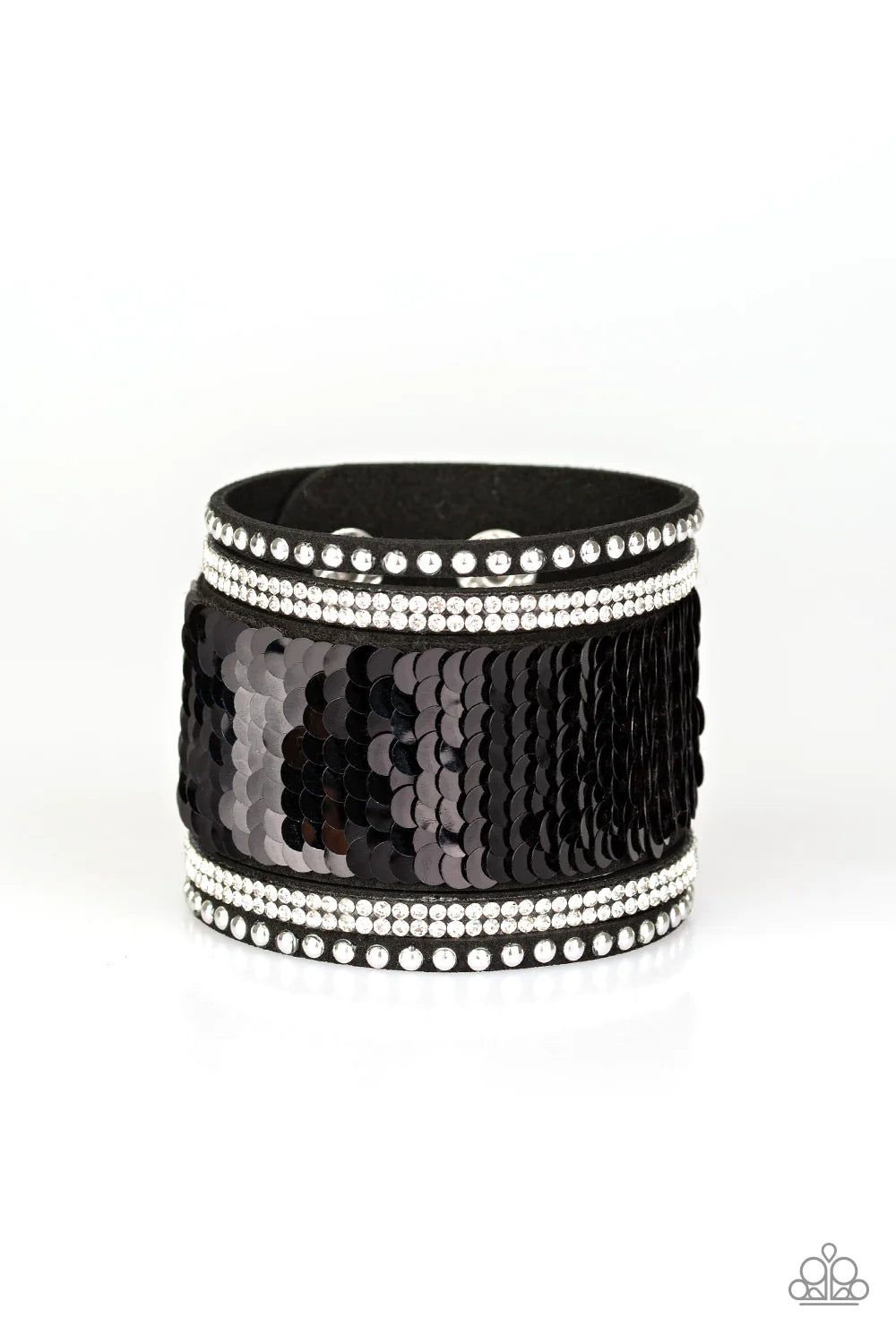 MERMAIDS Have More Fun - Pink/Black Mermaid Sprinkled Sequin Suede Bracelet B#854