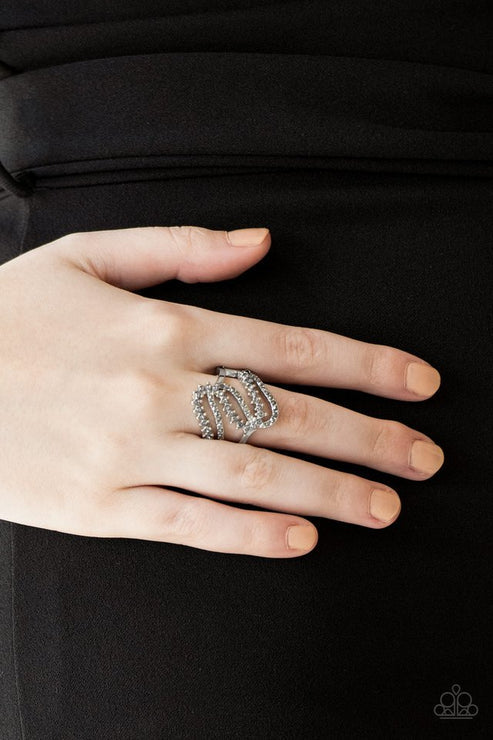Make Waves - Silver Ribbon Wave Encrusted  Ring R#1527
