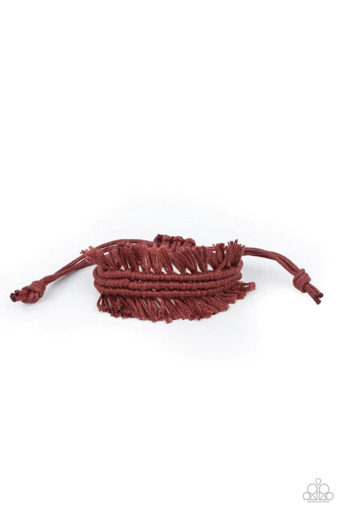 Make Yourself at HOMESPUN - Brown Twine Fringe Bracelet B#1679